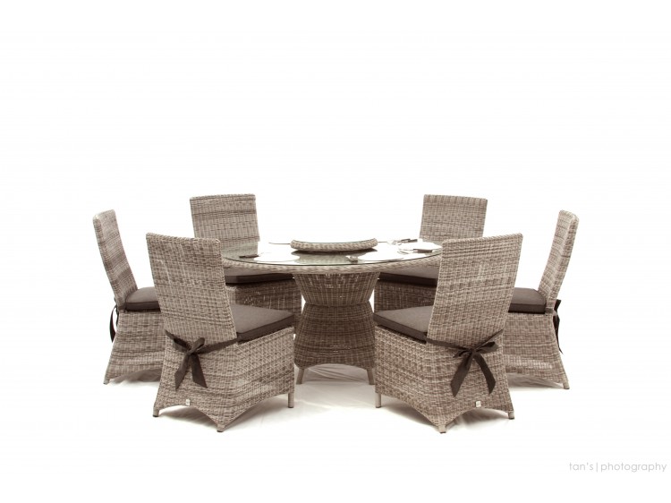 Milford Dinning Set I: 6 Dinning Chair with 3,5 cm cushion + Augusta Table 150/65