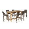Bar Set: 6 Bar Chair with 3 cm cushion + Stainless + Teak Table