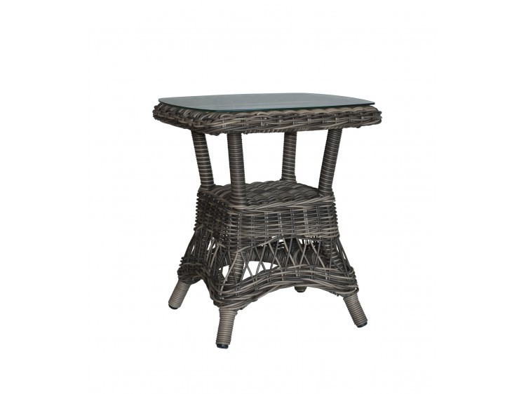 Newport Round-Square Side Table open weave with 5mm tempered Glass