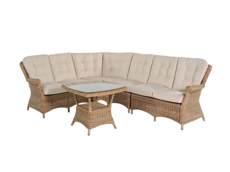 Charleston Corner Set with table:1 Corner, 1 Sofa Left, 1 Sofa Right, 1 Middle with 8cm cushion+CT