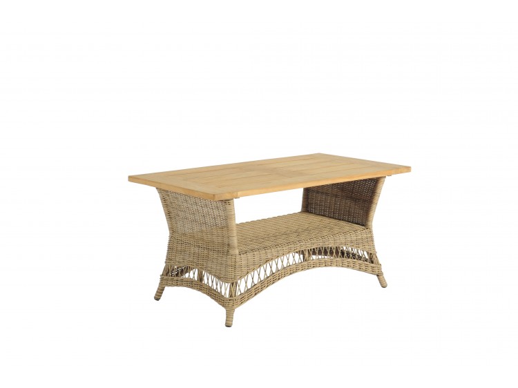 Portland Coffee Table Round Square with Teak Top (Open Weave Bottom)