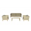Oakland  Suite with Teak Leg : 3 Seater, 2 Chair, 1 CT 120x60xH45 with 10 cm cushion