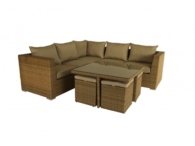 Snooze Square wicker tea table with four chair, include cushion