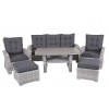 Hacienda three seat high back sofa with recliner and table in the middle