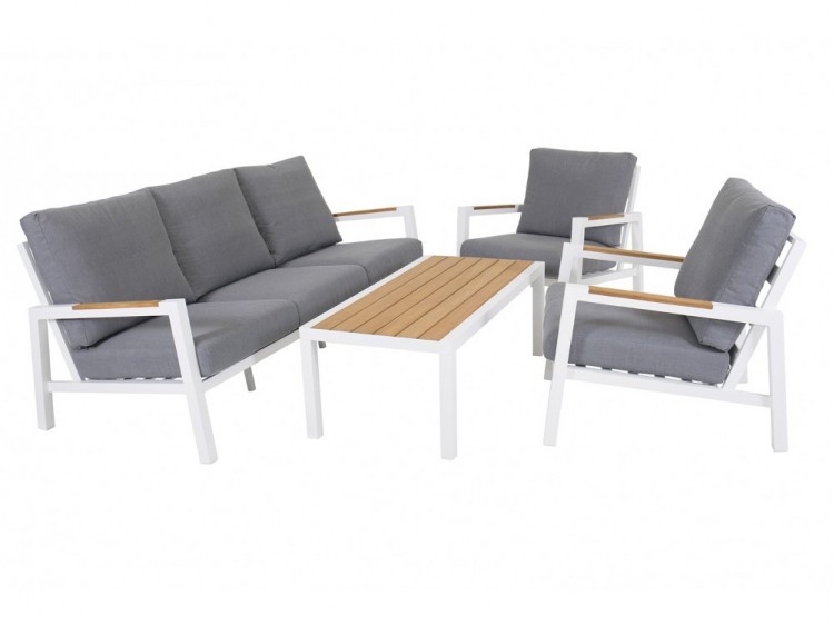 Lounge Garda KD Lounge sofa 3+1+1+table with Teak arms and Teak table top