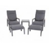 Como 2 x Lounge reclining chair + 2 Footstool, Teak Arm