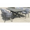 X-leg Alu table 220 x 100 with painted glass