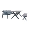 SAMOA Dinning Set with Dining sofa, bench and X-leg dining table with concrete looking top 200 x 100 cm