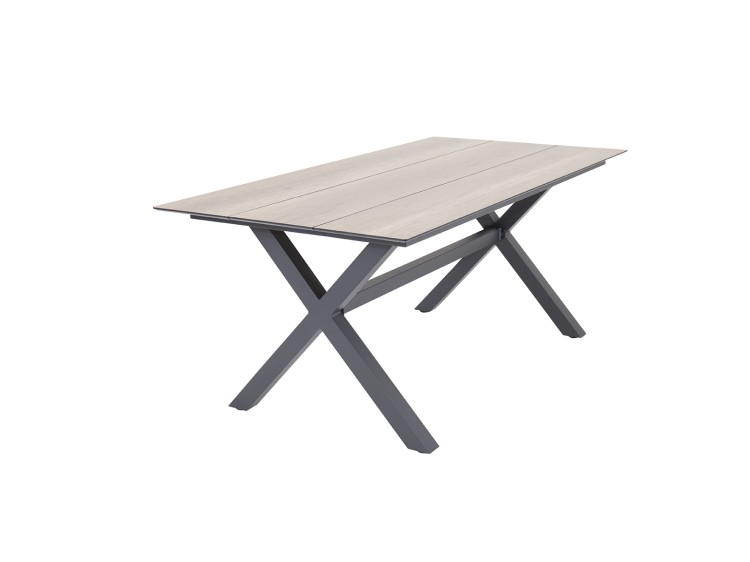 X-leg HPL dining table with 3 slats, 180 x 88 cm
