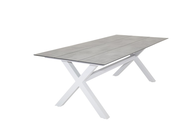 X-leg HPL dining table with 3 slats, 220 x 100 cm