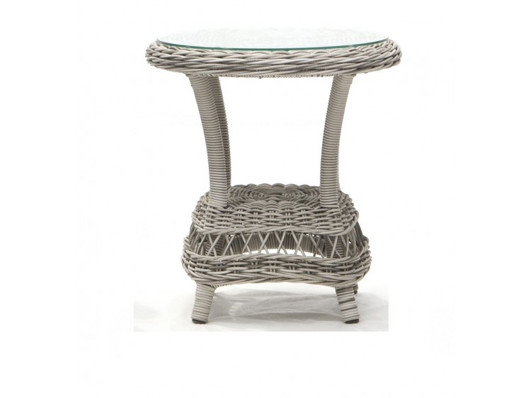 Newport Open Round Side Table Open Weaved with 5mm tempered Glass