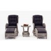 Newport Set Open Weaved on the Bottom of 2 Chair + 2 FS  with 8cm Cushion  + 1 Round SideTable + 5mm tempered Glass