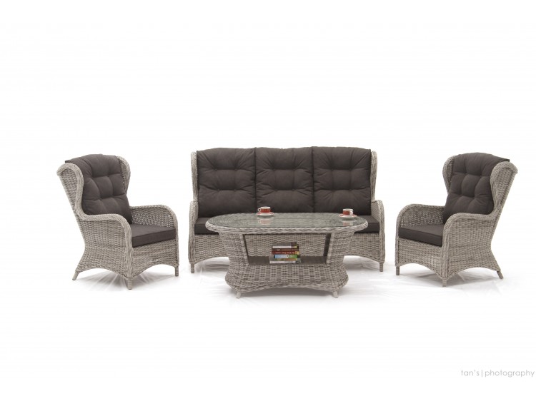 Newport Big Slim Suite of 3 Seater with 10 cm of Cushion (3pcs) + 2 Chair with 10 cm of Cushion  + Rect-Oval Table
