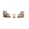 Yale Recliner Set of 2 Chair  with 10 cm Cushion  (Full Weaved) + 2 Fot Stool + 1 Round Table with Teak Top