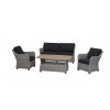 Bahama Double Weaved 2,5 Seater + 2 Chair w/cushion + Coffee Table Teak Top