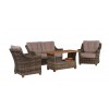 Lexington 2+1+1+table: 2 Seater + 2 Chair w/cushion + Coffee Table + Teak Top