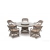 Rhode Island I:6 Dinning Arm Chair Open Weaved with 3 cm cushion + Table Dia. 150/65